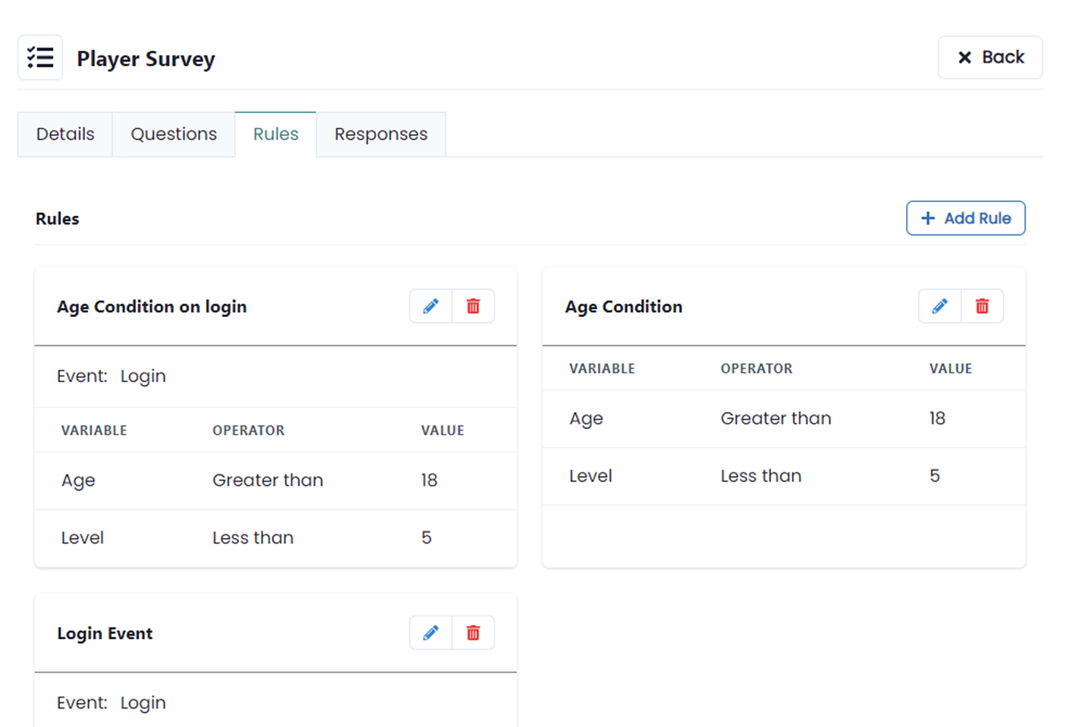 Create questions and triggers from the web